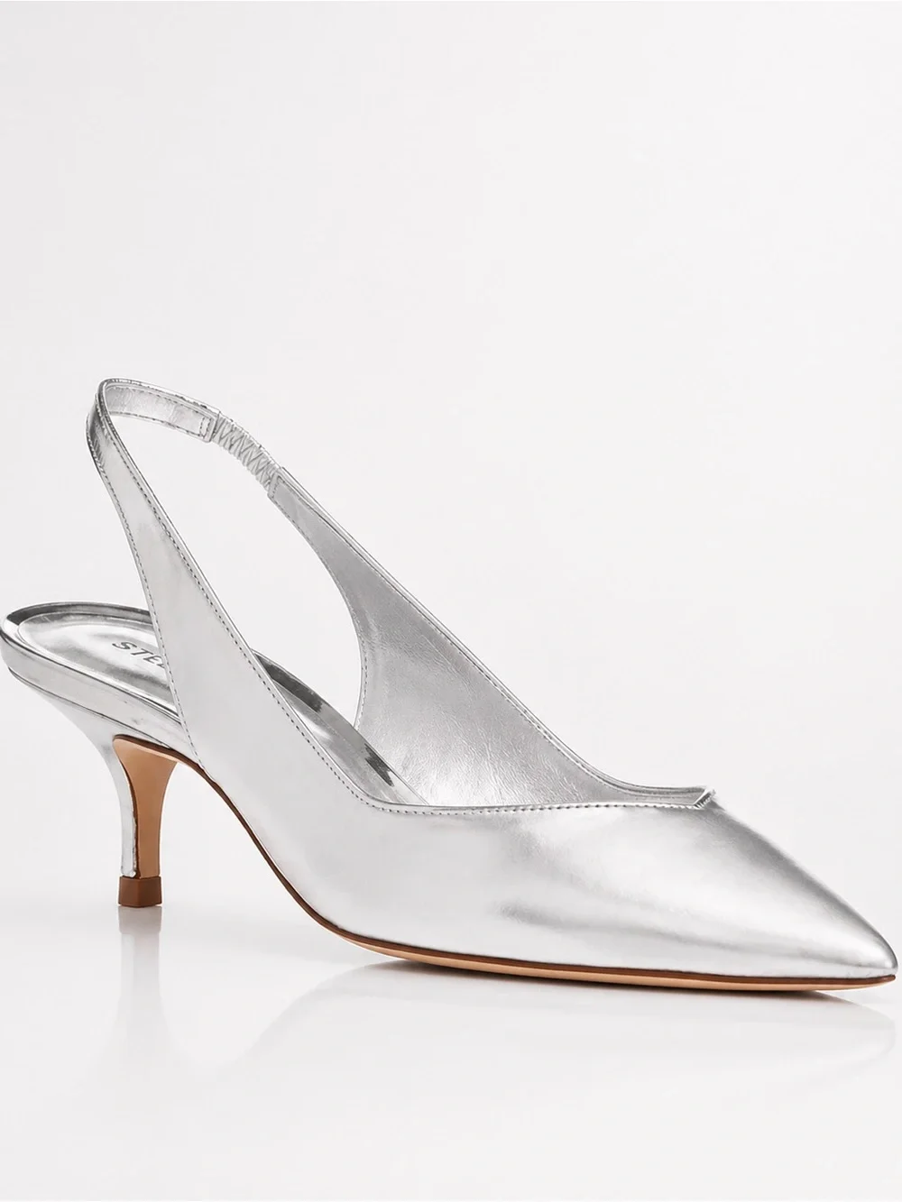 Stuart Weitzman Eva 50 Slingback Pumps 5.5 NIB Silver Metallic Luxury Heels $475